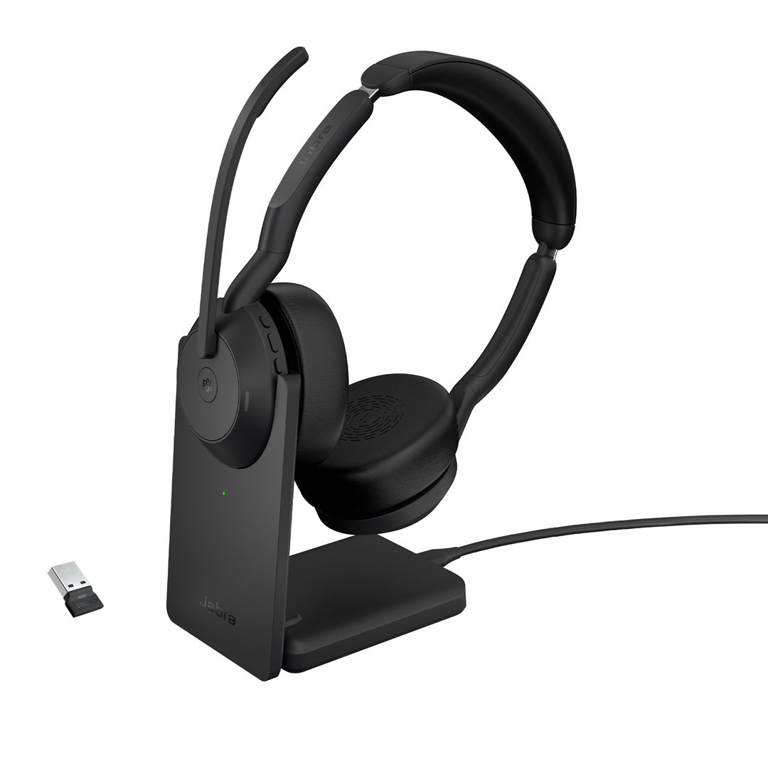 Jabra Headset Evolve2 55 MS Stereo USB-A BT mit Ladestation Zertifiziert für Mic
