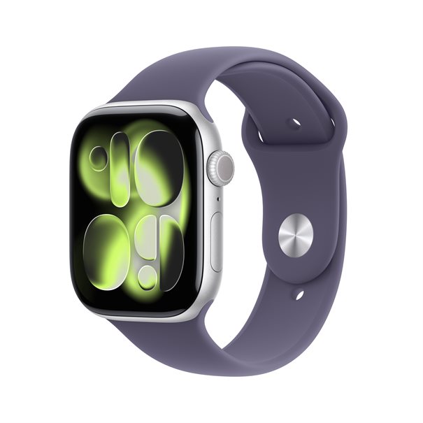Apple Watch Series 11 silver aluminium 46mm purple fog sport band Size M/L